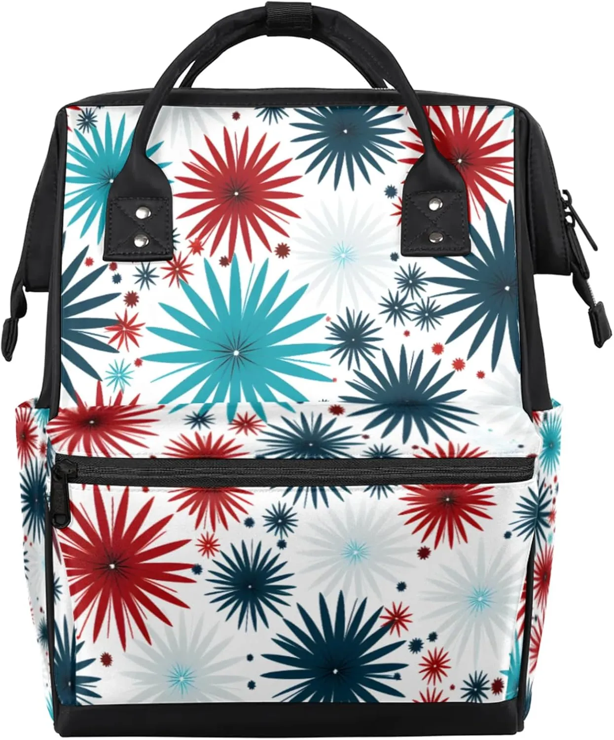 Tavisto Stars Celebration Double Shoulder Mommy Bag for Women, Polyester Large Capacity Diaper Backpack with Multi Pockets, Waterproof Adjustable Straps Diaper Bag for Moms Dads, 11''×7''×15.7''