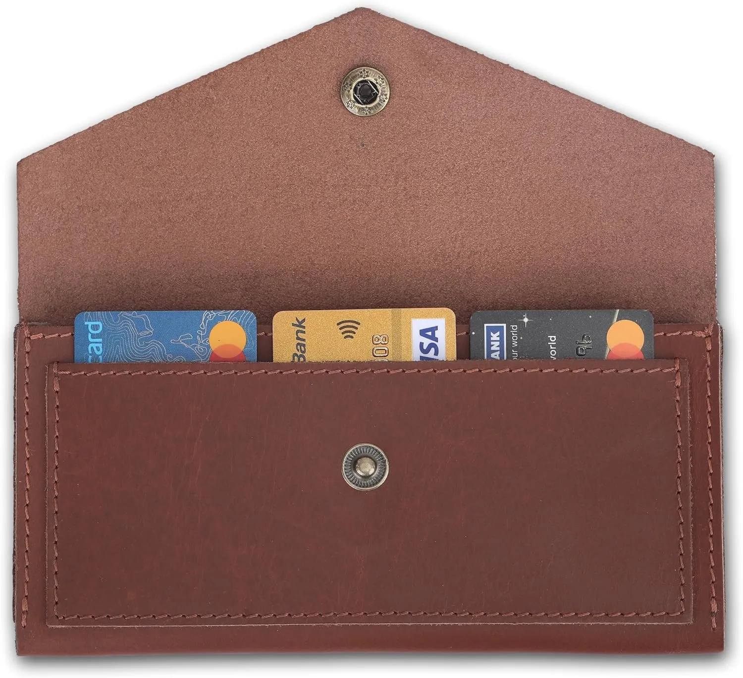 The Antiq Genuine Slim Leather Wallet for Women (Tan) Compact Money Pouch for Cash, Small Travel Purse Women Money Organizer for Cash - Leather Cash Envelope Binder Travel Money Pouch Medium