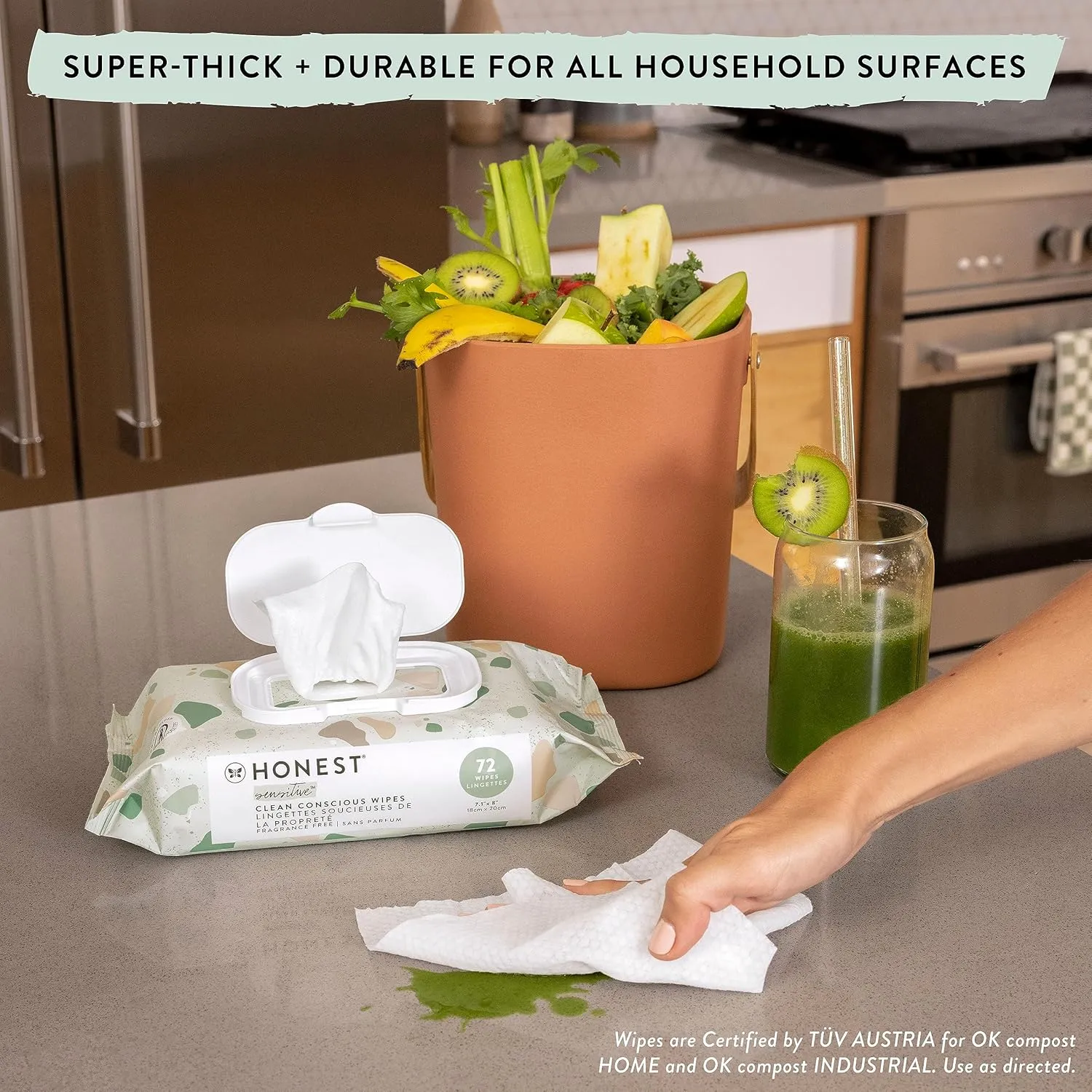 The Honest Company Clean Conscious Multi-Use Wipes | Hypoallergenic   Unscented for Sensitive Skin | Over 99% Water, Compostable, Plant Based, Baby Wipes | Pattern Play, 576 Count