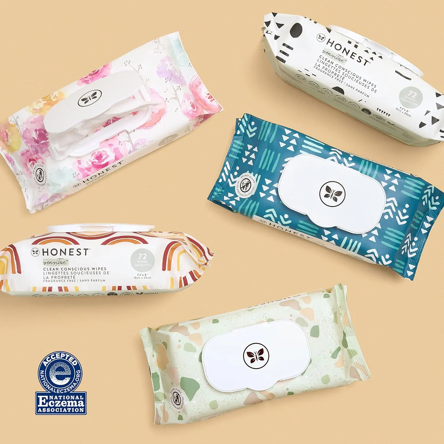 The Honest Company Clean Conscious Multi-Use Wipes | Hypoallergenic   Unscented for Sensitive Skin | Over 99% Water, Compostable, Plant Based, Baby Wipes | Pattern Play, 576 Count