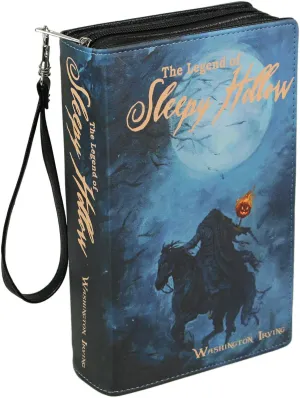 The Legend of Sleepy Hollow Gothic Book-Shaped Clutch Bag with Crossbody or Wrist Strap, 9.25” Long, Perfect for Fans of Classic Horror and Dark Aesthetics