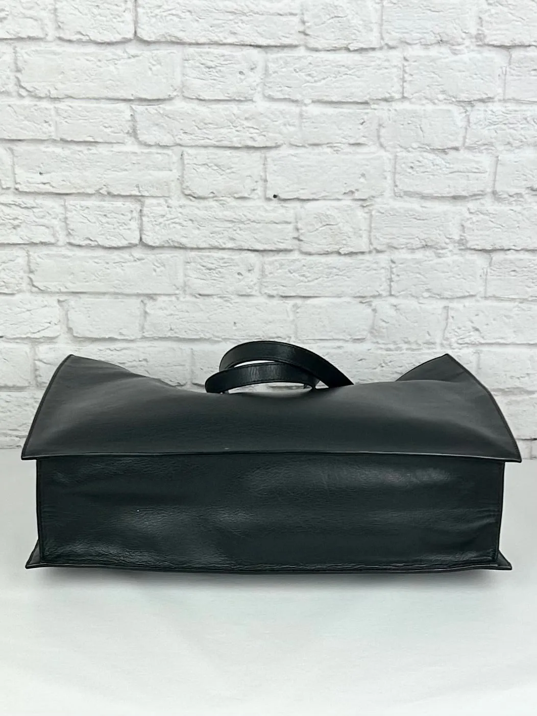 The Row Leather Tote, Black/Silver