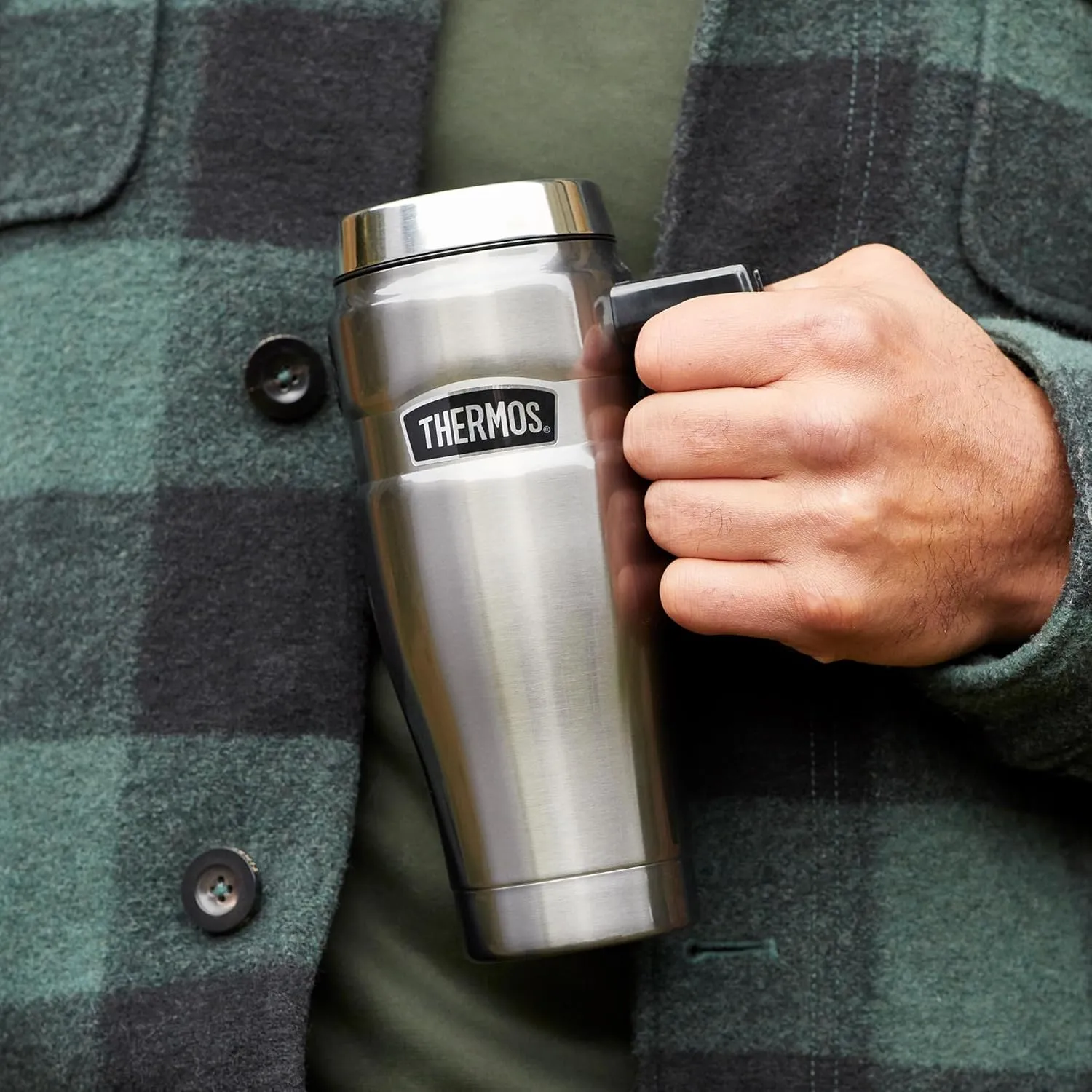Thermos 101834 Stainless King Travel Mug, Matt Black, 470 ml