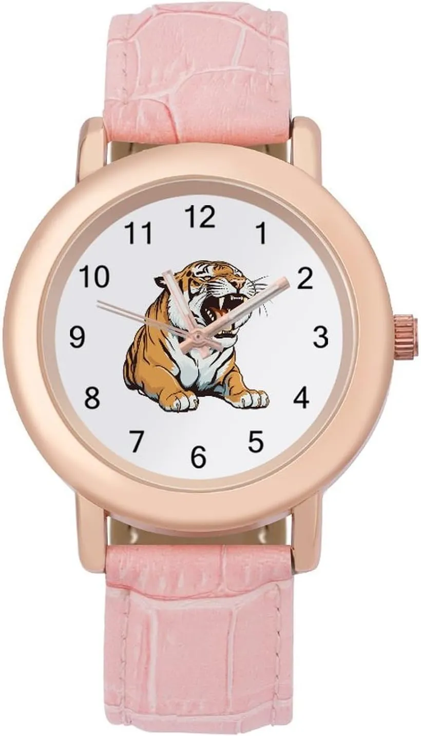 Tiger Women's Leather Strap Watch Casual Watch Band Wristwatch Dress Watch for Home Work