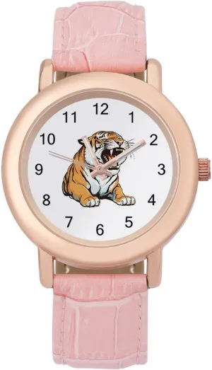 Tiger Women's Leather Strap Watch Casual Watch Band Wristwatch Dress Watch for Home Work
