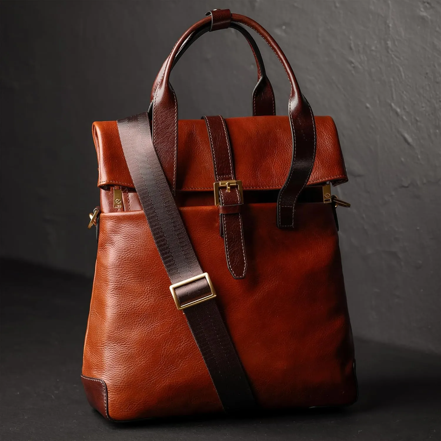 Time Resistance Leather Backpack - Business and Casual Backpack - Real Leather Backpack Made in Italy