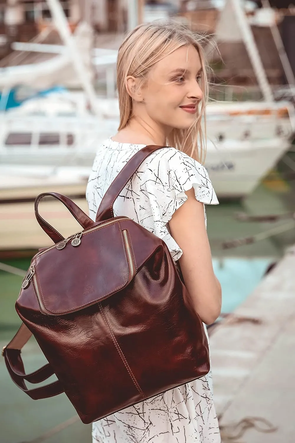 Time Resistance Leather Backpack - Unisex Business Rucksack Laptop Bag for Bag and Women (Black)