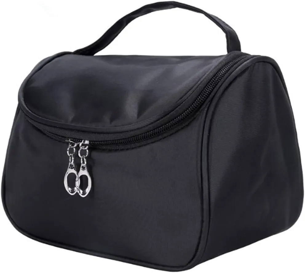 Toiletry 1pc Large Capacity Cosmetic for Women Portable Zipper Waterproof Storage Bag Female Wash Makeup Handbags (Black)