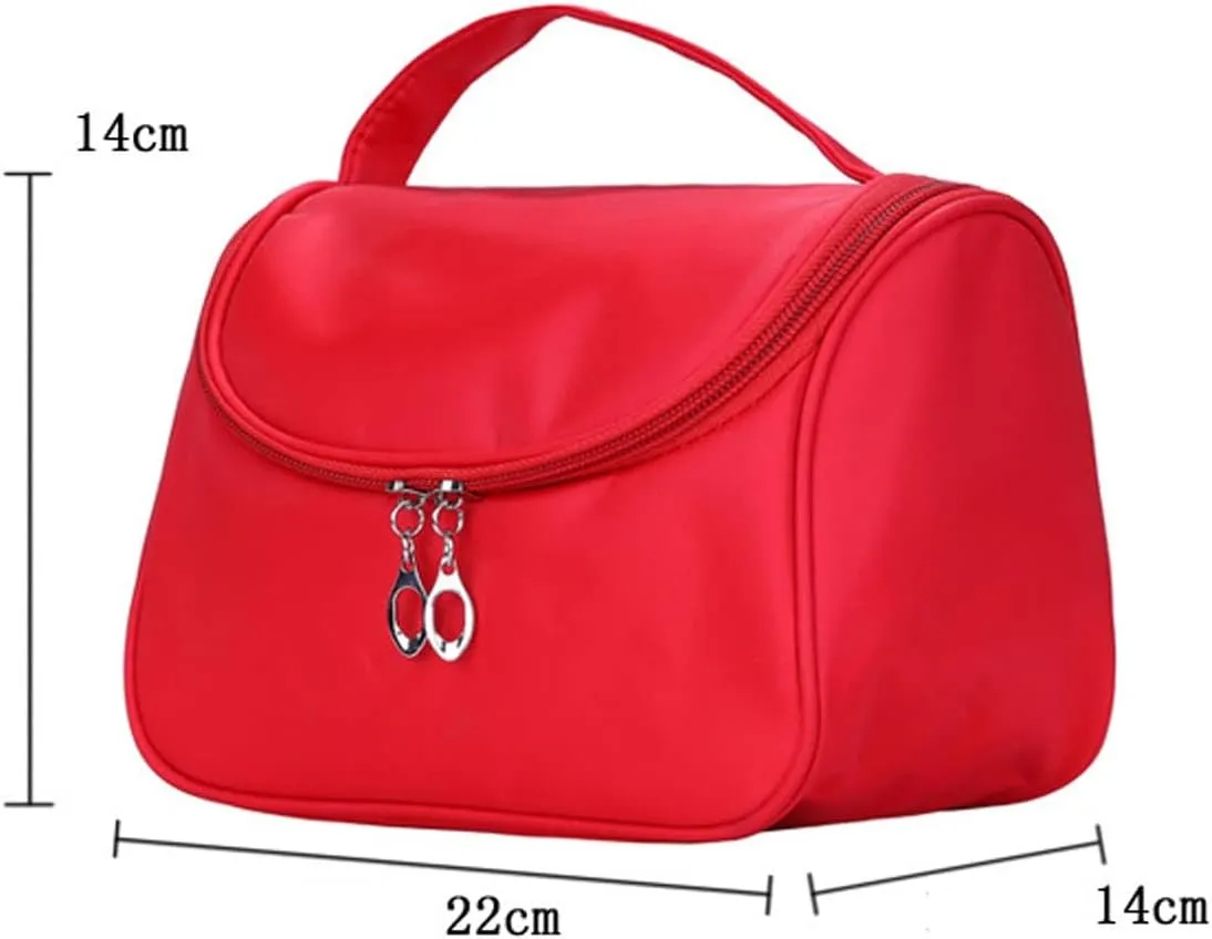 Toiletry 1pc Large Capacity Cosmetic for Women Portable Zipper Waterproof Storage Bag Female Wash Makeup Handbags (Black)