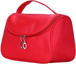 Toiletry 1pc Large Capacity Cosmetic for Women Portable Zipper Waterproof Storage Bag Female Wash Makeup Handbags (Red)