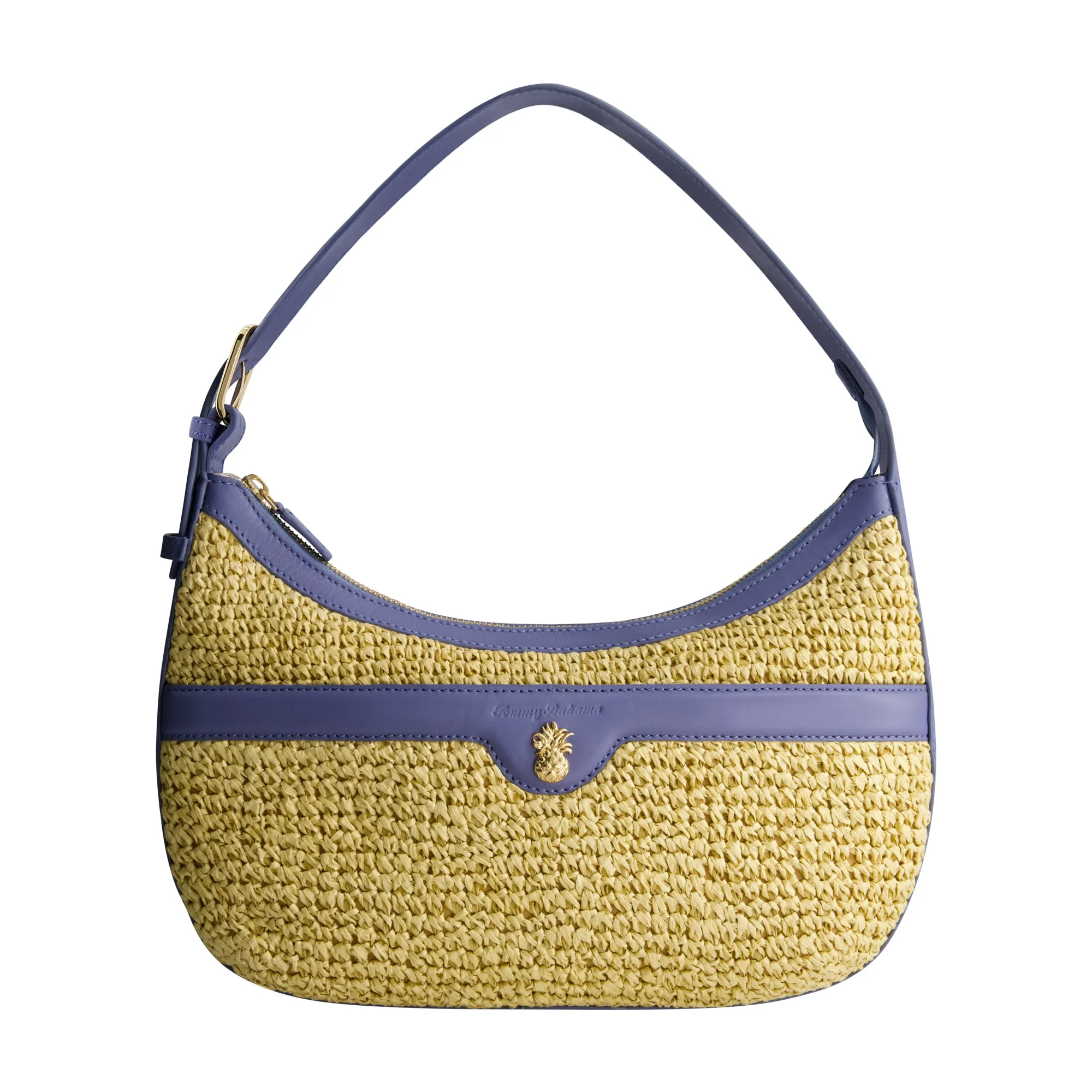 Tommy Bahama Soft Straw Zip-Top Hobo, BLUE