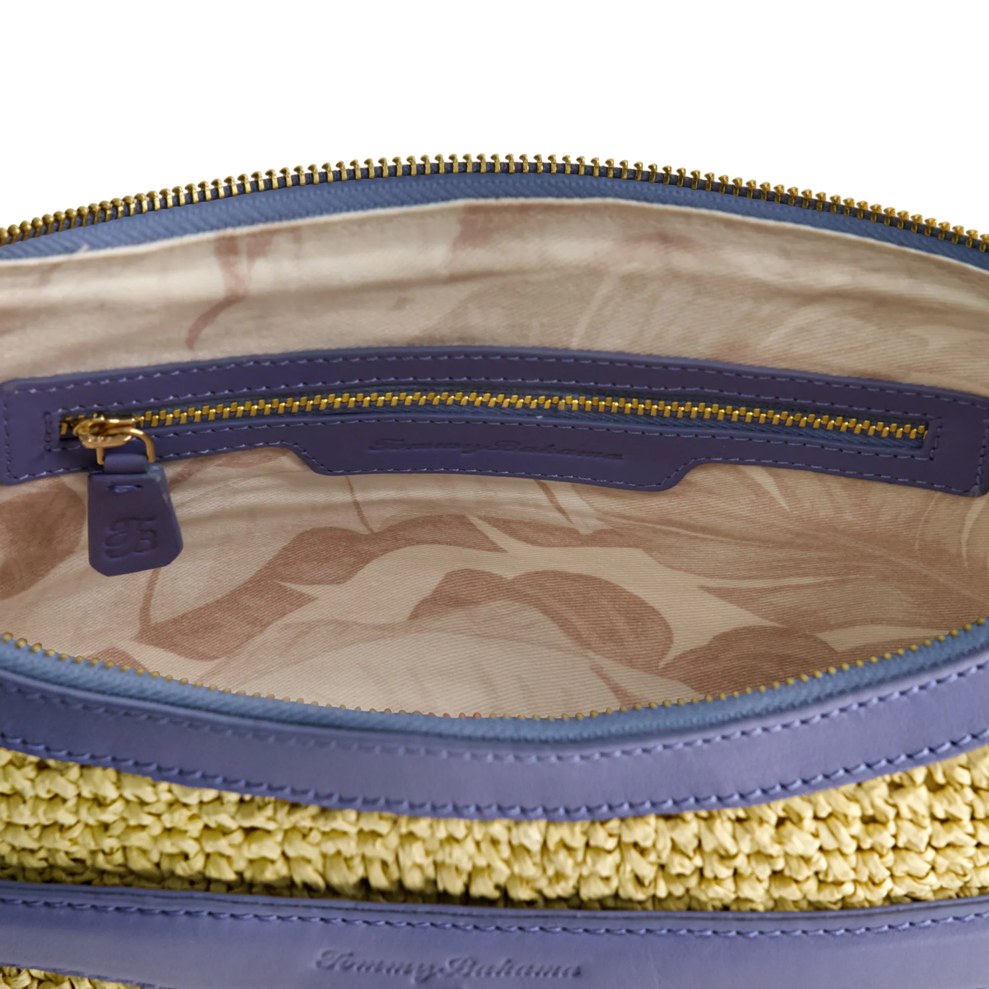 Tommy Bahama Soft Straw Zip-Top Hobo, BLUE