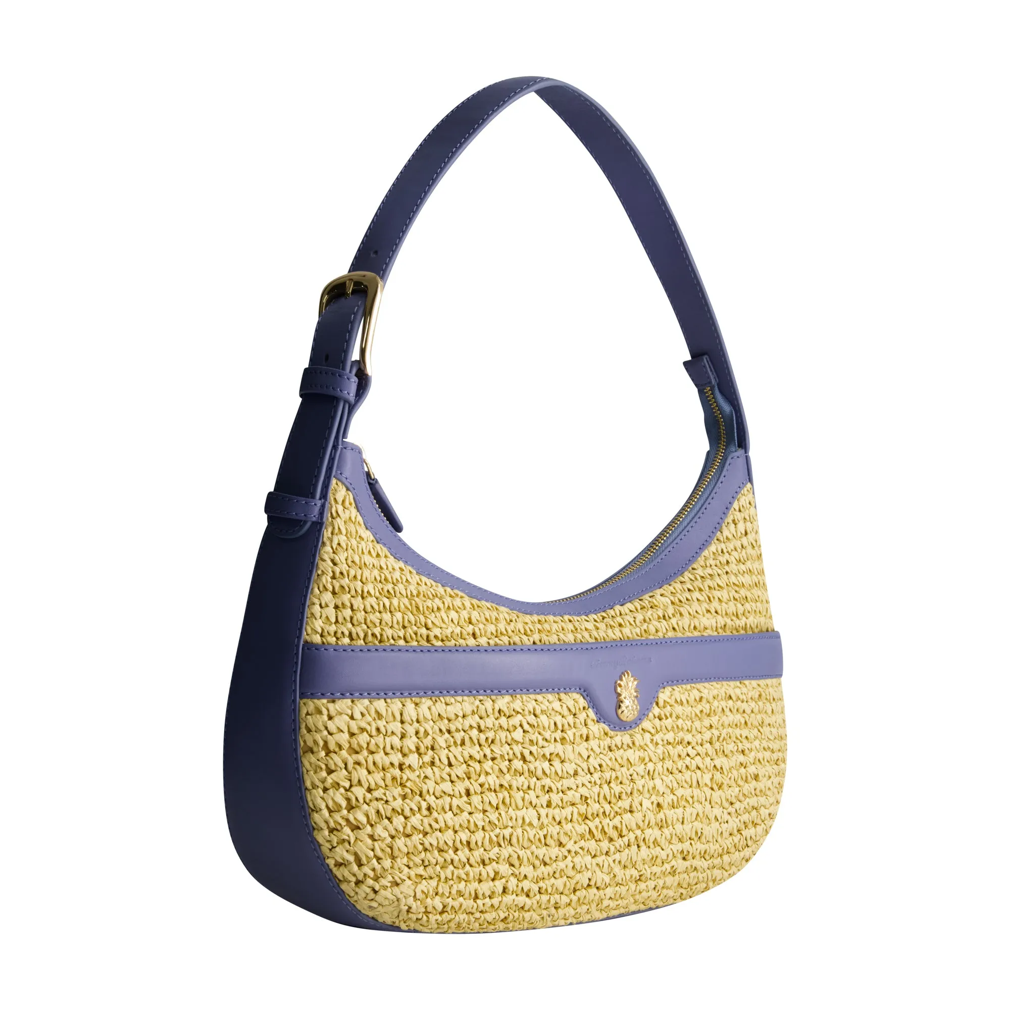 Tommy Bahama Soft Straw Zip-Top Hobo, BLUE