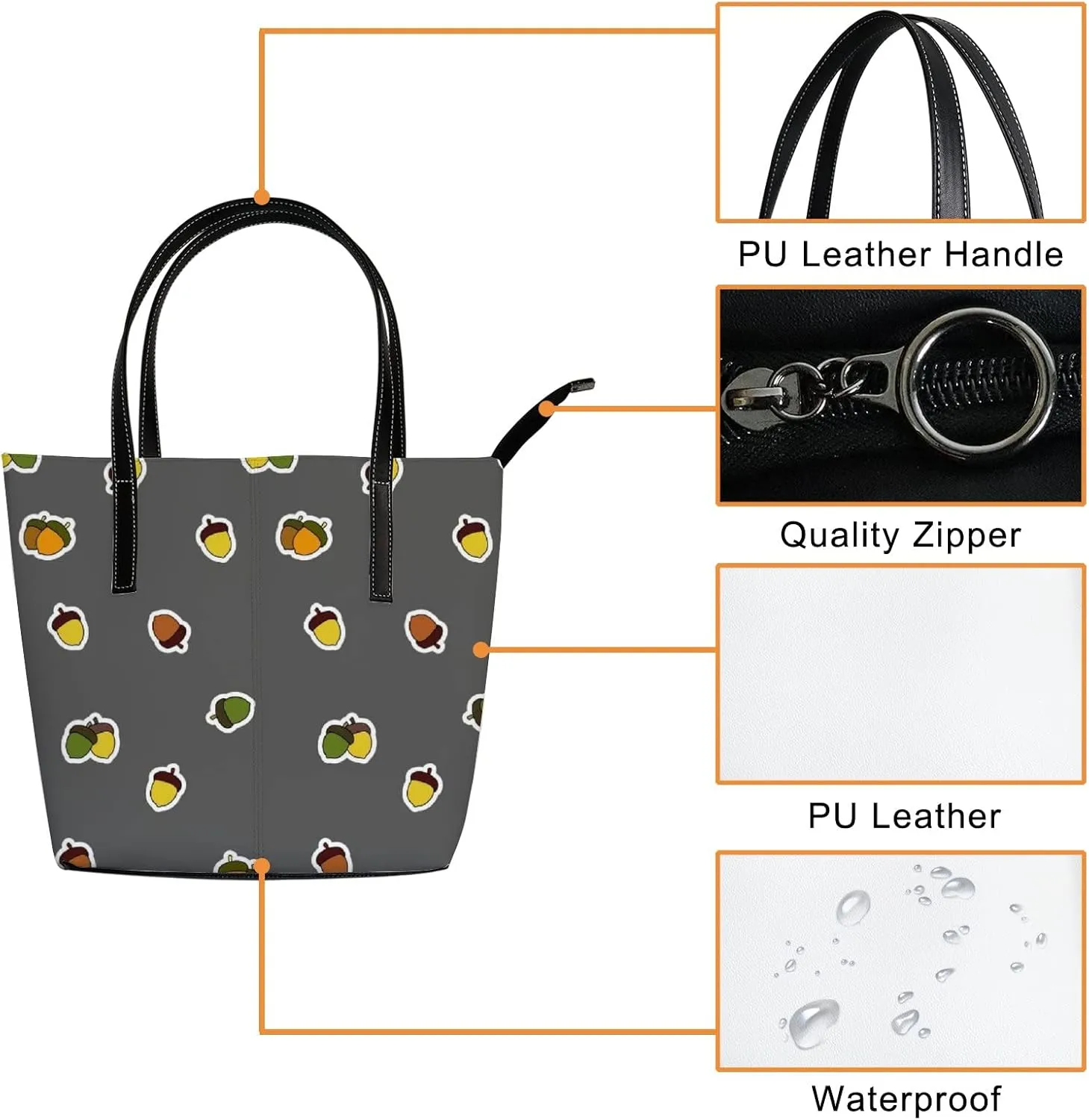 Tote Bag for Women PU Leather Handbags Women's Crossbody Handbags Work Tote Bags for Women Coachbags Tote Bag with Zipper