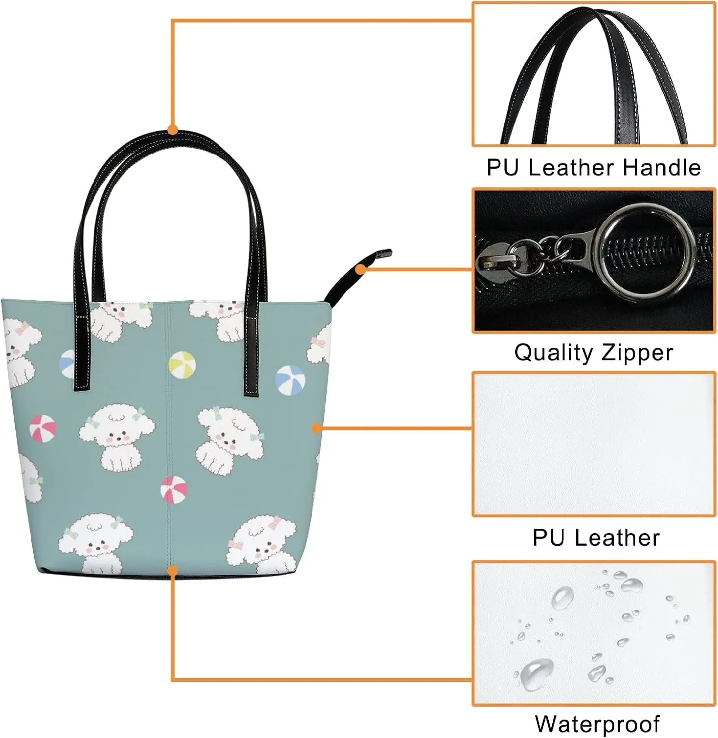 Tote Bag for Women PU Leather Handbags Women's Crossbody Handbags Work Tote Bags for Women Coachbags Tote Bag with Zipper