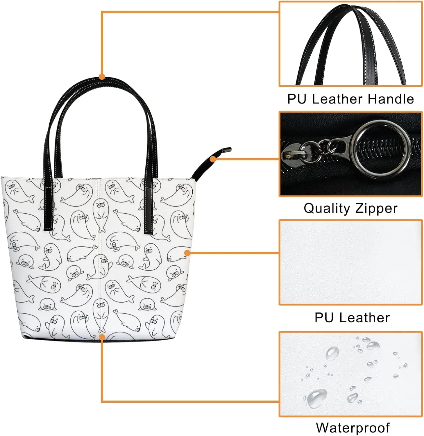 Tote Bag for Women PU Leather Handbags Women's Crossbody Handbags Work Tote Bags for Women Coachbags Tote Bag with Zipper
