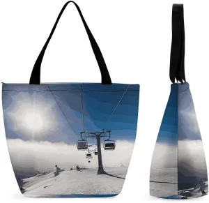 Tote Bag for Women Shoulder Bag Ski Lift at Sunshine Handbags for Travel Work Beach Bag