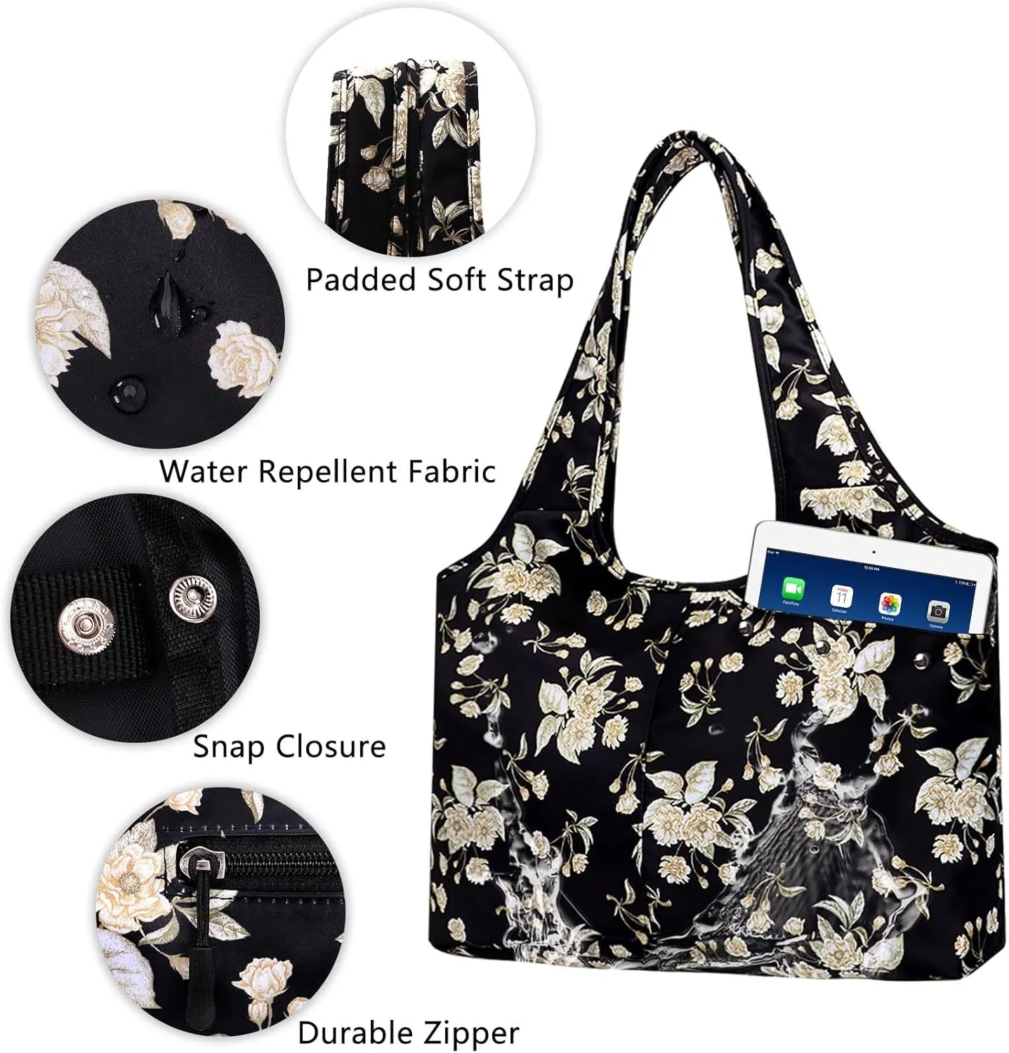 Tote Bag for Women with Wet Umbrella Compartment 13.3” Laptop Sleeve Zipper Shoulder Purse for Work/Shopping/Nursing