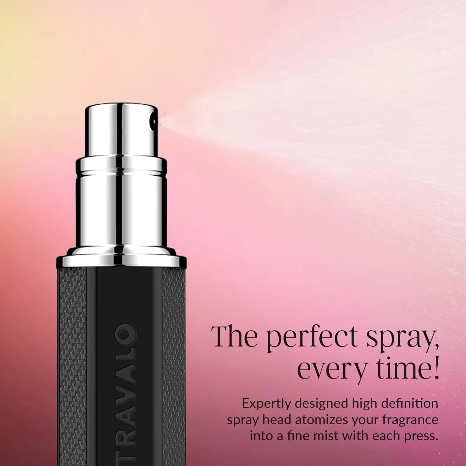Travalo Vector Travel Perfume Atomizer with U-Change System - Leak-Proof and TSA Approved for Air Travel - Stylish Mini Perfume Refillable Bottle with Case - Black 0.17oz