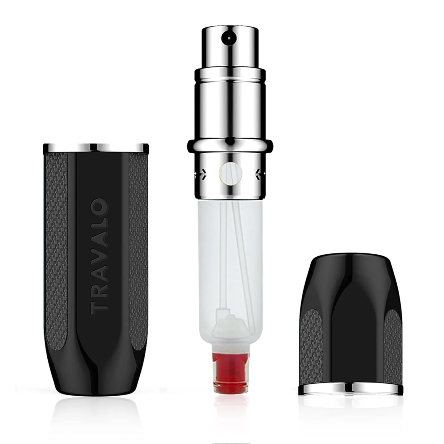 Travalo Vector Travel Perfume Atomizer with U-Change System - Leak-Proof and TSA Approved for Air Travel - Stylish Mini Perfume Refillable Bottle with Case - Black 0.17oz