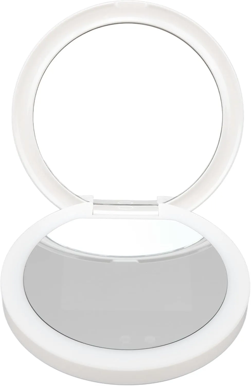 Travel Compact Mirror with Camera Sun Testing and Adjustable Light, Double Sided Makeup Mirror for Pocket Purse Handbag, Rechargeable Battery Included
