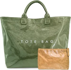 Trendy PVC Tote Bag for Women, Kraft Paper Letter Print Tote Bag Large Hobo Handbags with Top Handle