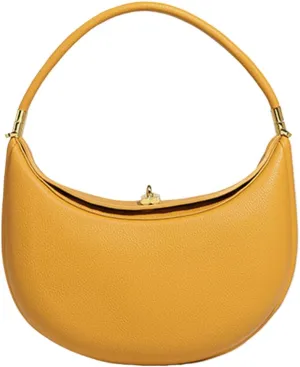 Trendy Shoulder Bag PU Leather Crescent Bag with Hasp Closure Stylish Casual Clutch Purse Soft Half Moon Bag for W