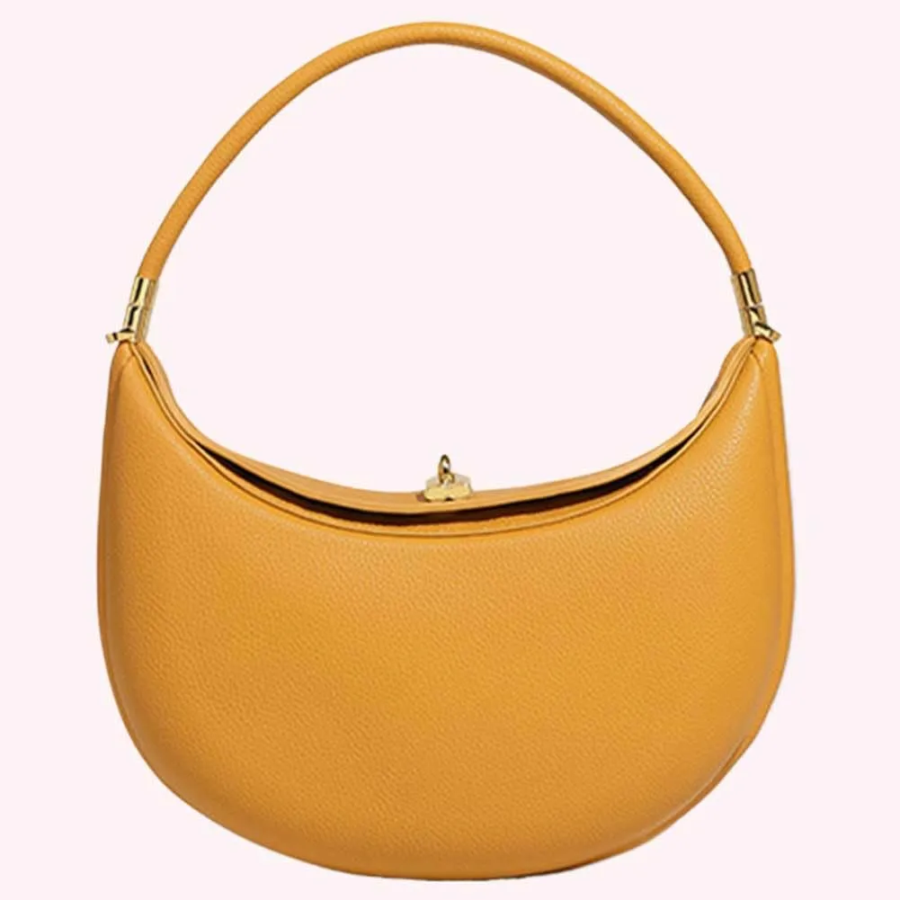 Trendy Shoulder Bag PU Leather Crescent Bag with Hasp Closure Stylish Casual Clutch Purse Soft Half Moon Bag for W