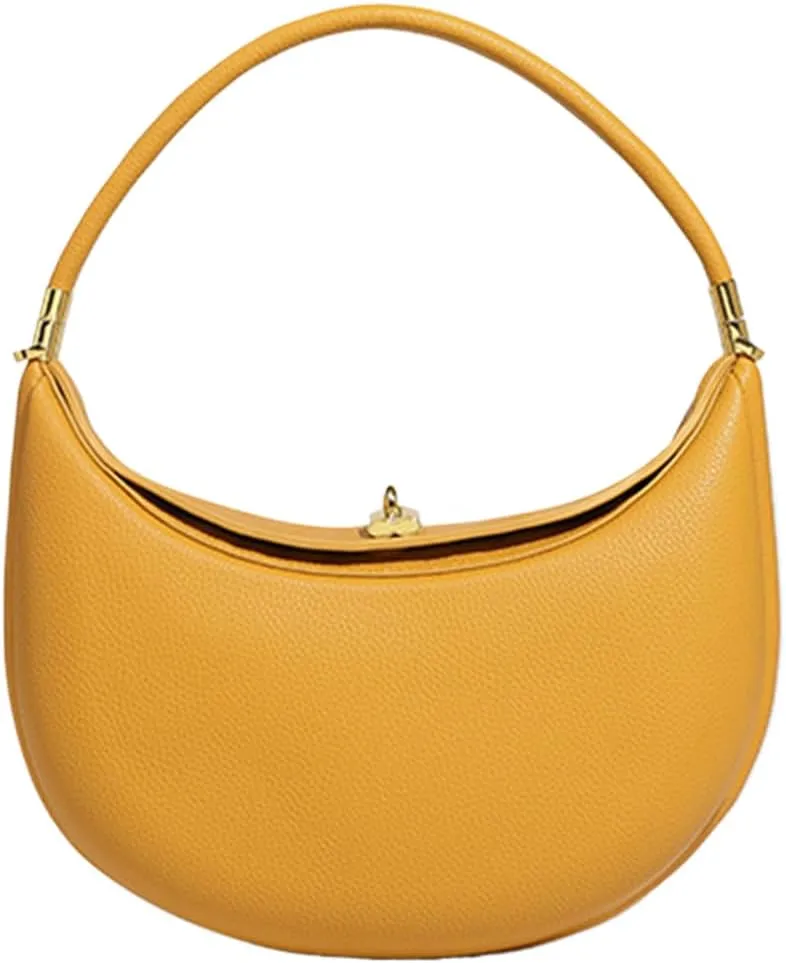 Trendy Shoulder Bag PU Leather Crescent Bag with Hasp Closure Stylish Casual Clutch Purse Soft Half Moon Bag for W