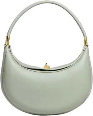 Trendy Shoulder Bag PU Leather Crescent Bag with Hasp Closure Stylish Casual Clutch Purse Soft Half Moon Bag for W