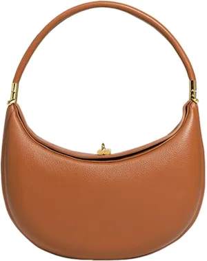 Trendy Shoulder Bag PU Leather Crescent Bag with Hasp Closure Stylish Casual Clutch Purse Soft Half Moon Bag for W