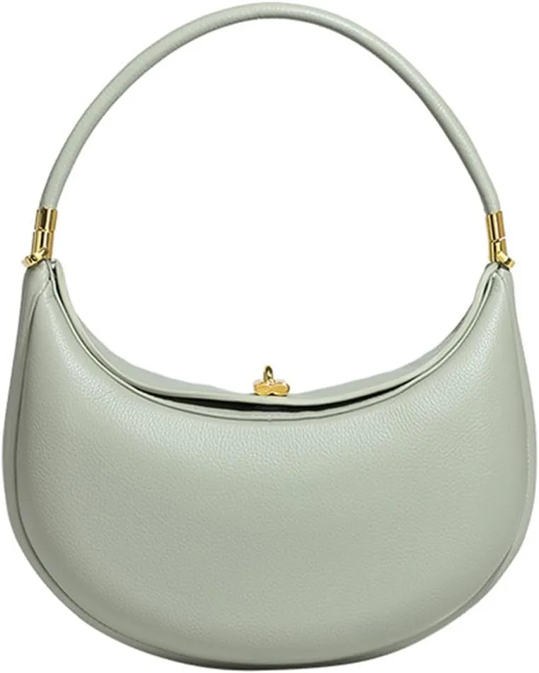 Trendy Shoulder Bag PU Leather Crescent Bag with Hasp Closure Stylish Casual Clutch Purse Soft Half Moon Bag for W