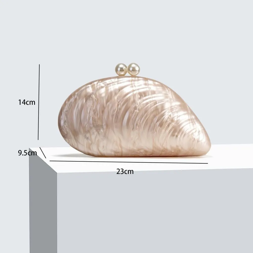 Trendy Wedding & Evening Clutch - Asymmetric Shell-Shaped Acrylic Single-Shoulder & Crossbody Bag