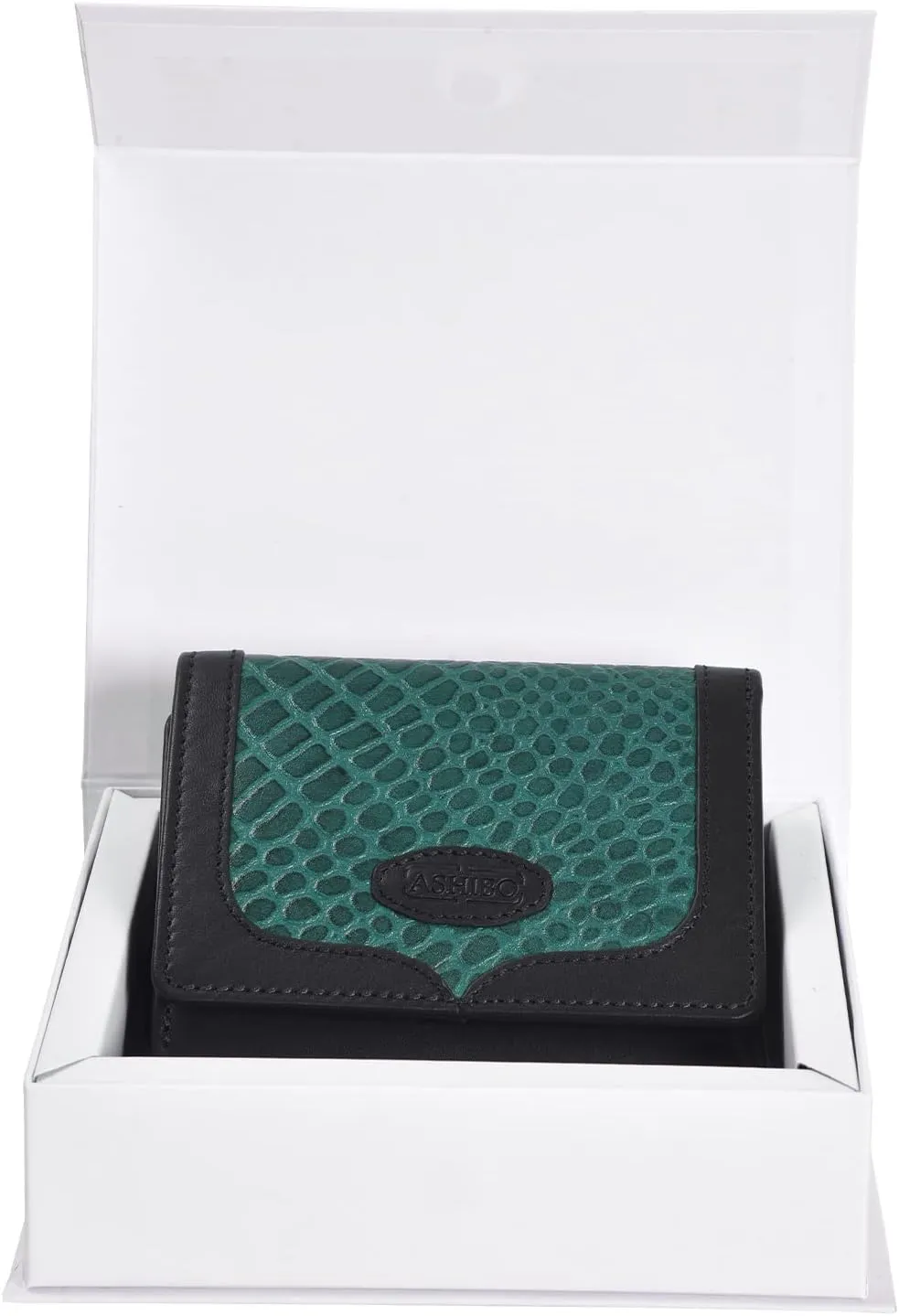 Tri Fold Nappa Flat Geniune Leather Large Capacity Croco Emobossed Printed Compact Wallet for Women With ID Windows Zipper Pocket Multipurpose Use phone holder wallet
