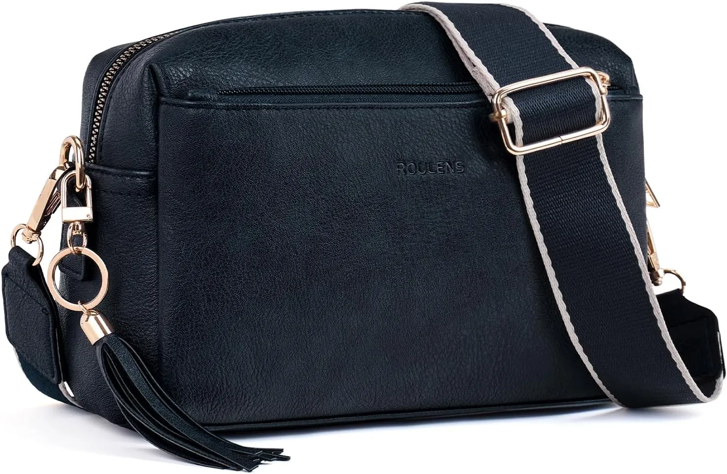 Triple Zip Small Crossbody Bag for women,Wide Strap Cell Phone Purse Shoulder Handbag Wallet with Credit Card Slots