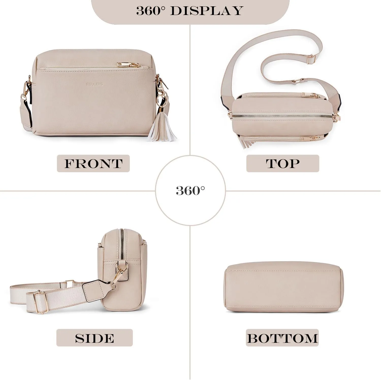 Triple Zip Small Crossbody Bag for women,Wide Strap Cell Phone Purse Shoulder Handbag Wallet with Credit Card Slots