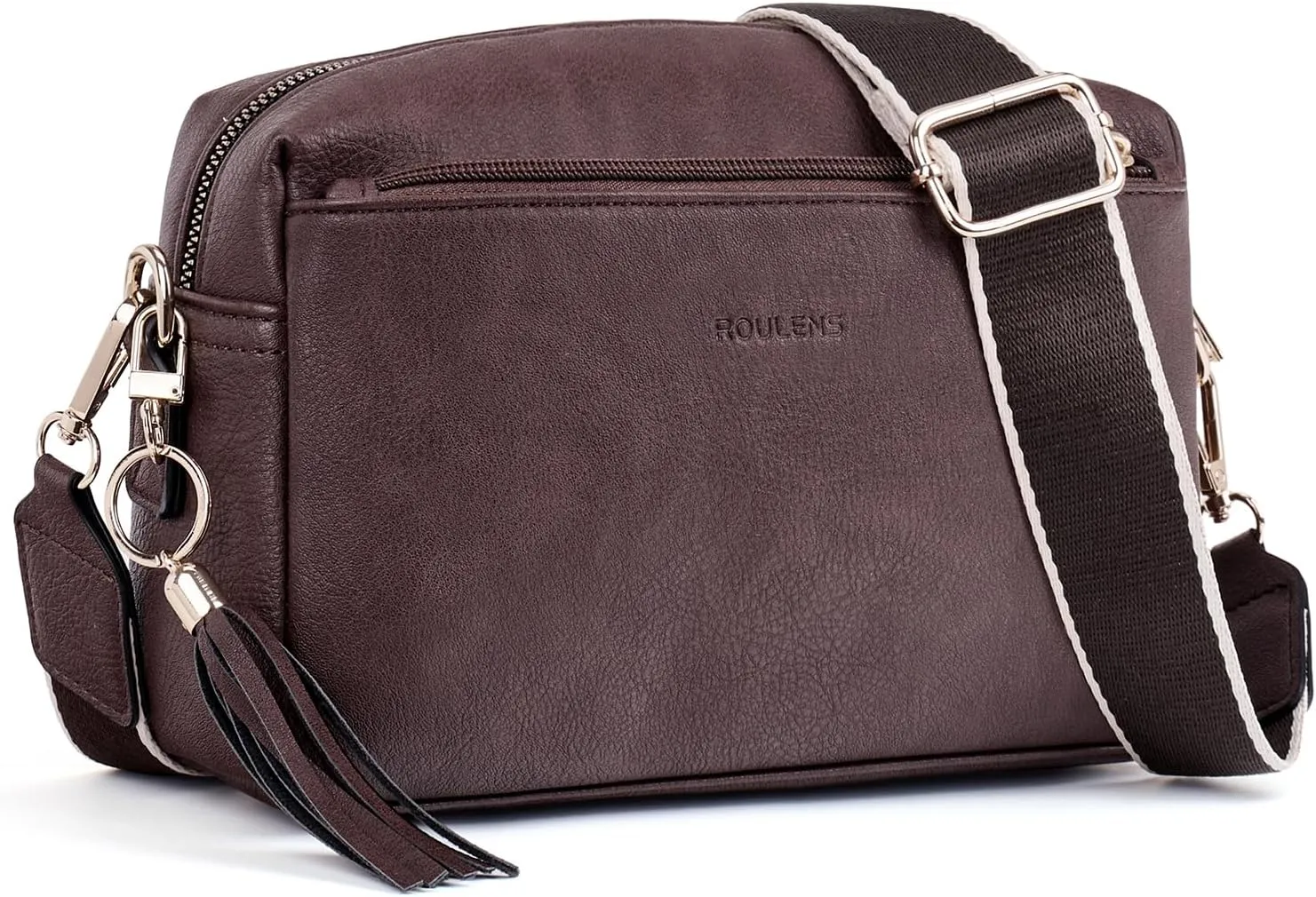 Triple Zip Small Crossbody Bag for women,Wide Strap Cell Phone Purse Shoulder Handbag Wallet with Credit Card Slots
