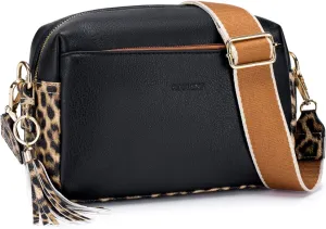 Triple Zip Small Crossbody Bag for women,Wide Strap Cell Phone Purse Shoulder Handbag Wallet with Credit Card Slots