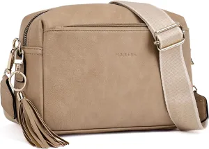 Triple Zip Small Crossbody Bag for women,Wide Strap Cell Phone Purse Shoulder Handbag Wallet with Credit Card Slots