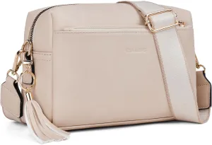 Triple Zip Small Crossbody Bag for women,Wide Strap Cell Phone Purse Shoulder Handbag Wallet with Credit Card Slots
