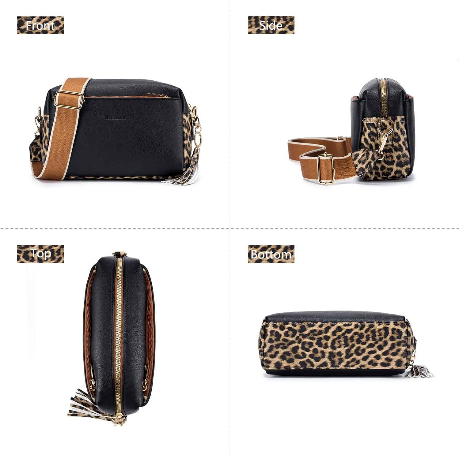Triple Zip Small Crossbody Bag for women,Wide Strap Cell Phone Purse Shoulder Handbag Wallet with Credit Card Slots