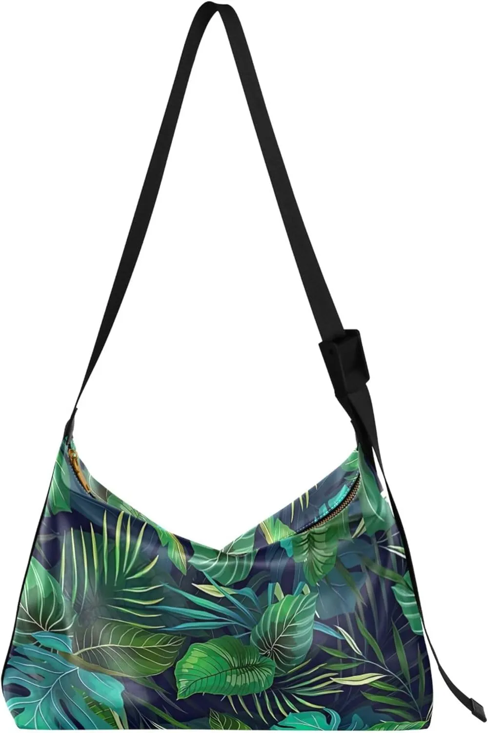 Tropical leaf Palm Monstera Green Hobo Women Handbag Leather Large Crossbody Bag Soft Animal Print Womens Fall Purses