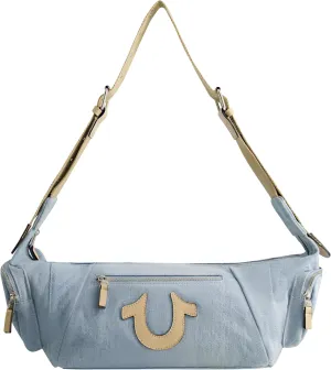 True Religion Women's Shoulder Bag Purse, Slouchy Hobo Handbag with Adjustable Strap and Horseshoe Logo