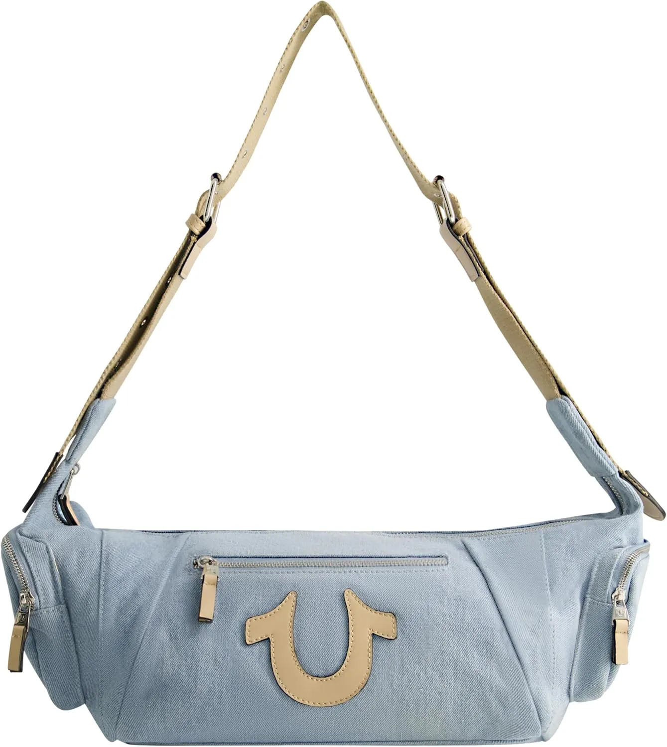 True Religion Women's Shoulder Bag Purse, Slouchy Hobo Handbag with Adjustable Strap and Horseshoe Logo
