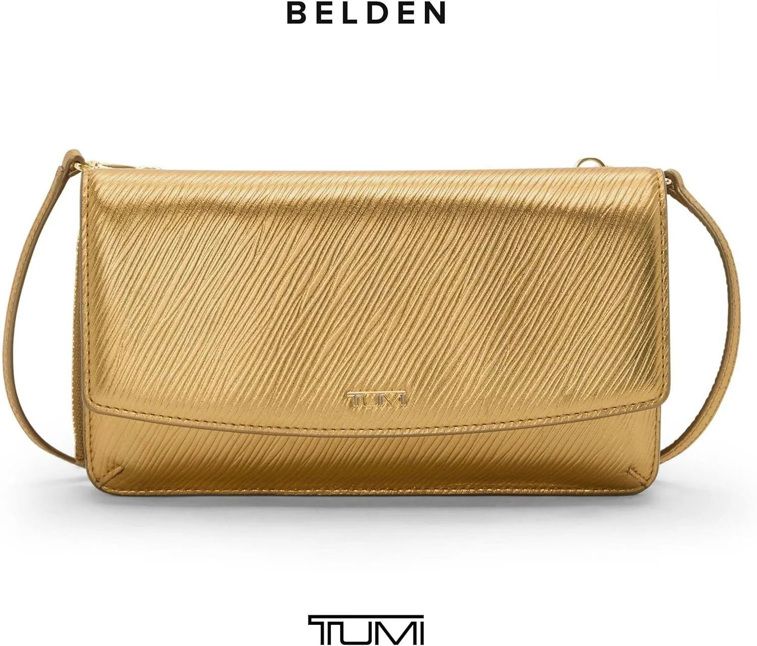 TUMI - Belden Crossbody Wallet Bag - Multipurpose Leather Travel Wallet - With Pockets & Card Holder - 4.5" x 8.0" x 1.3" - Gold