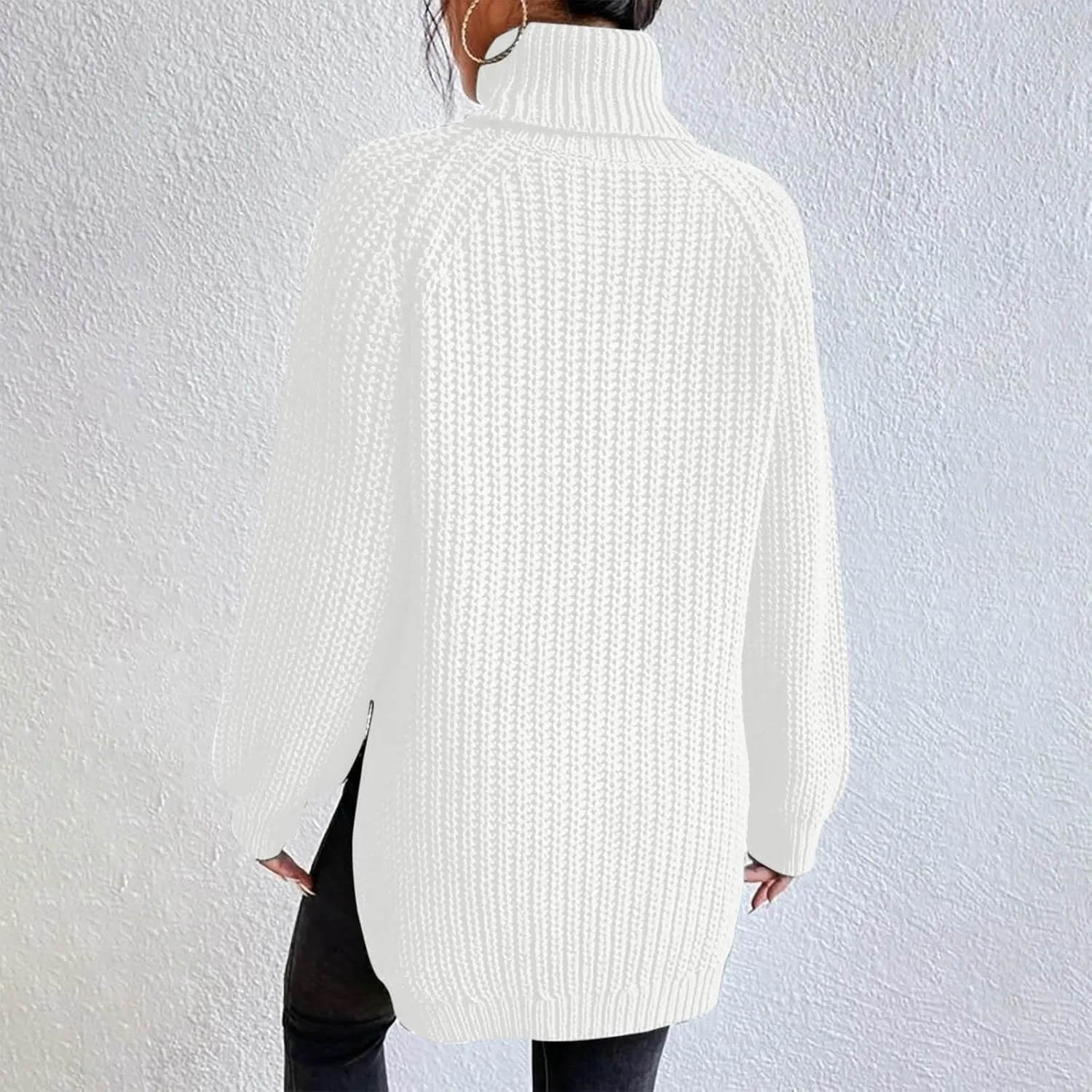 Turtleneck Sweaters for Women Winter Warm Long Sleeve Fitted Chunky Knit Pullover Sweater Tops Dressy Casual