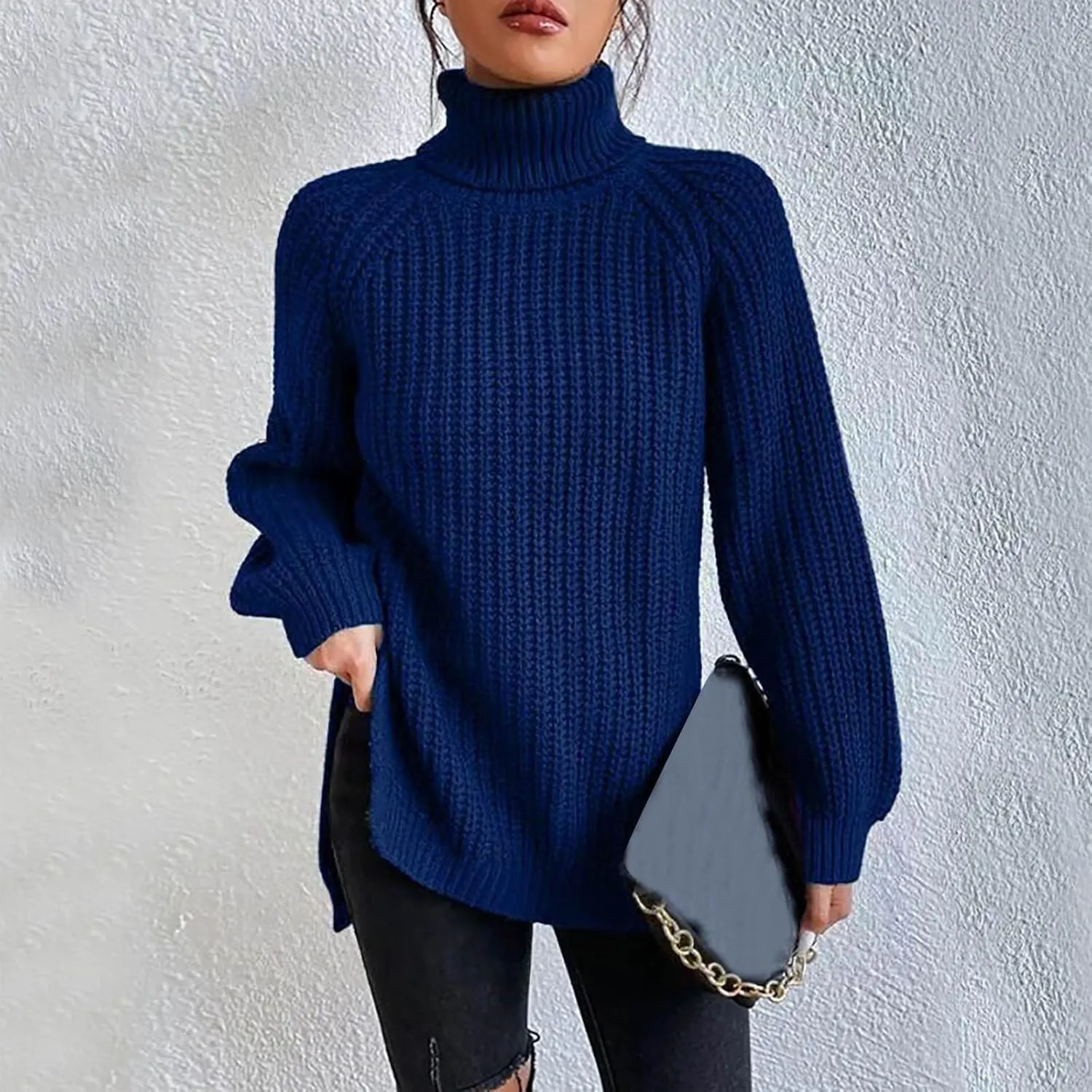 Turtleneck Sweaters for Women Winter Warm Long Sleeve Fitted Chunky Knit Pullover Sweater Tops Dressy Casual