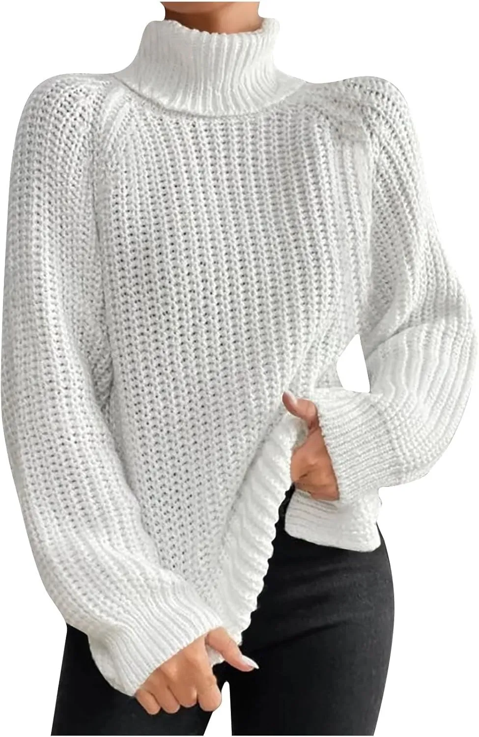 Turtleneck Sweaters for Women Winter Warm Long Sleeve Fitted Chunky Knit Pullover Sweater Tops Dressy Casual