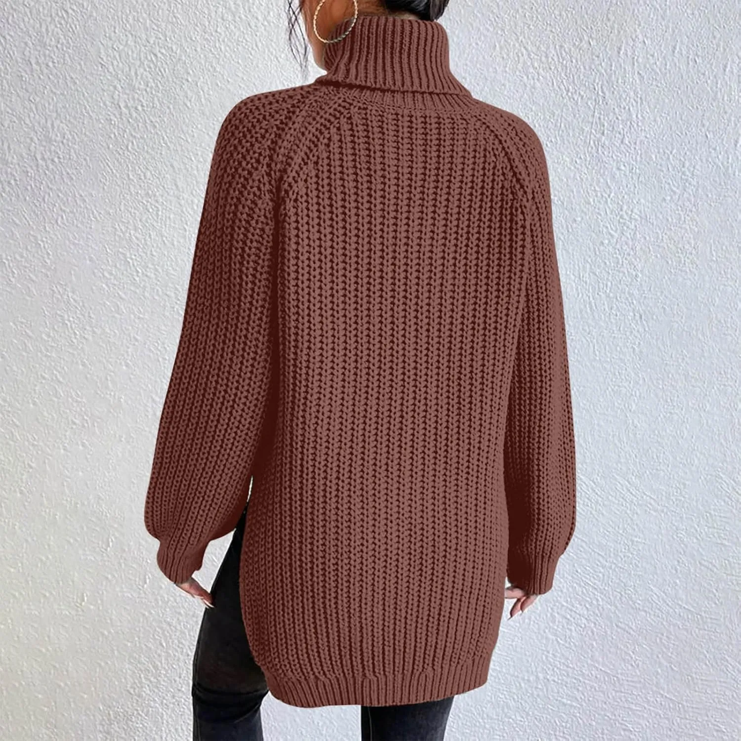 Turtleneck Sweaters for Women Winter Warm Long Sleeve Fitted Chunky Knit Pullover Sweater Tops Dressy Casual