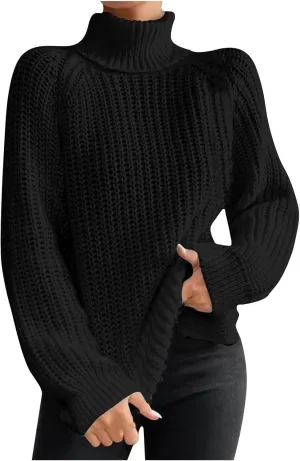 Turtleneck Sweaters for Women Winter Warm Long Sleeve Fitted Chunky Knit Pullover Sweater Tops Dressy Casual